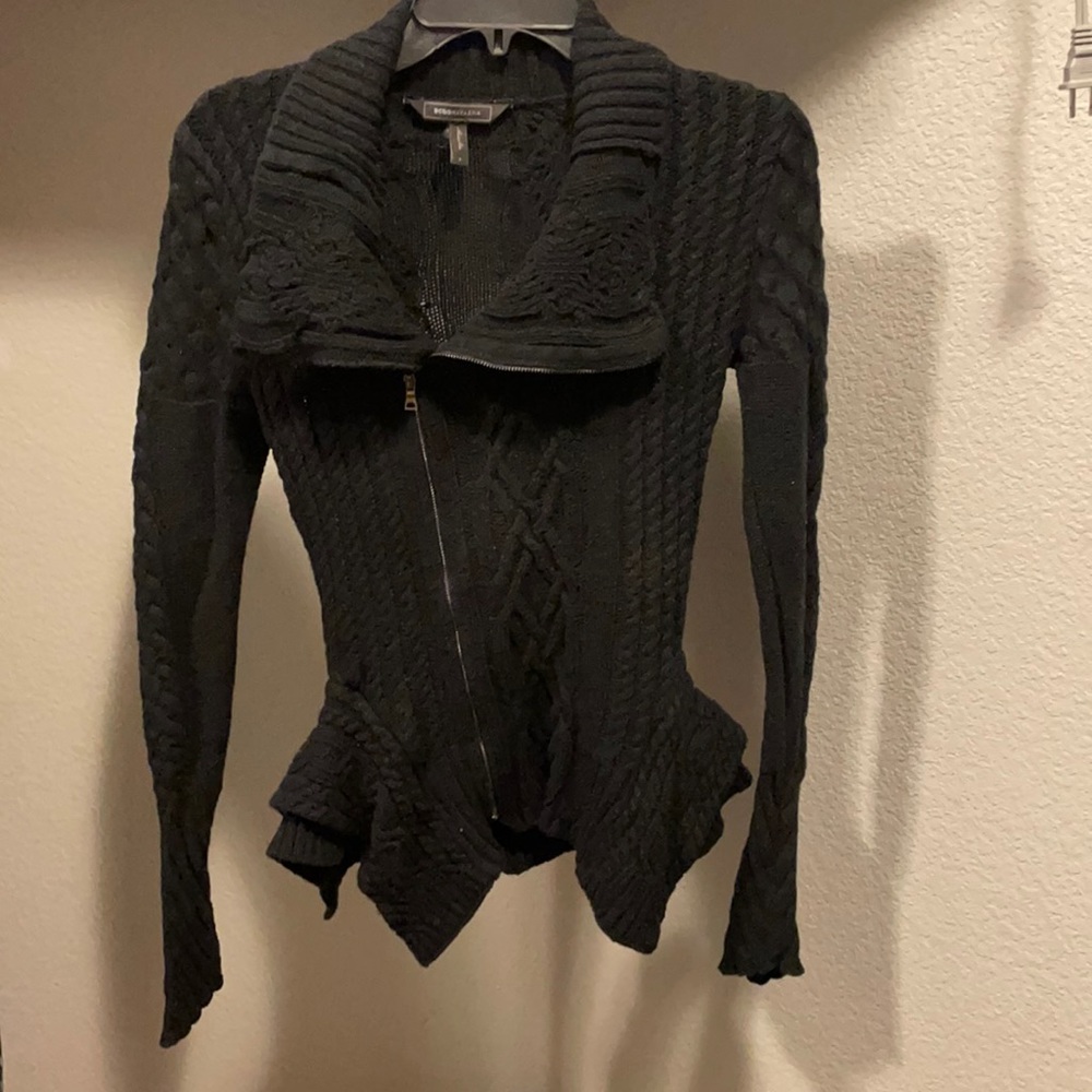 BCBG “Zanzi” Zip Up Peplum Sweater